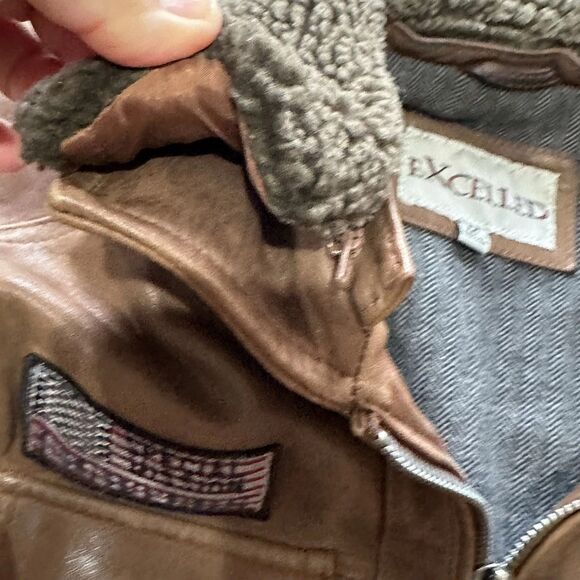 Vtg Excelled Bomber Aviator Jacket Leather Brown Men M Rider Distressed Patches - Picture 9 of 16